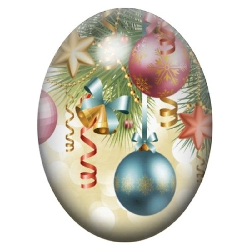 Cabochon en Verre Illustré Boules et Cloches de Noël Pastel 13x18, 18x25 ou 30x40mm