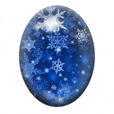 Cabochon en Verre Illustré Flocons Bleus dans la Nuit 13x18, 18x25 ou 30x40mm pour la création de bijoux fantaisie - DIY