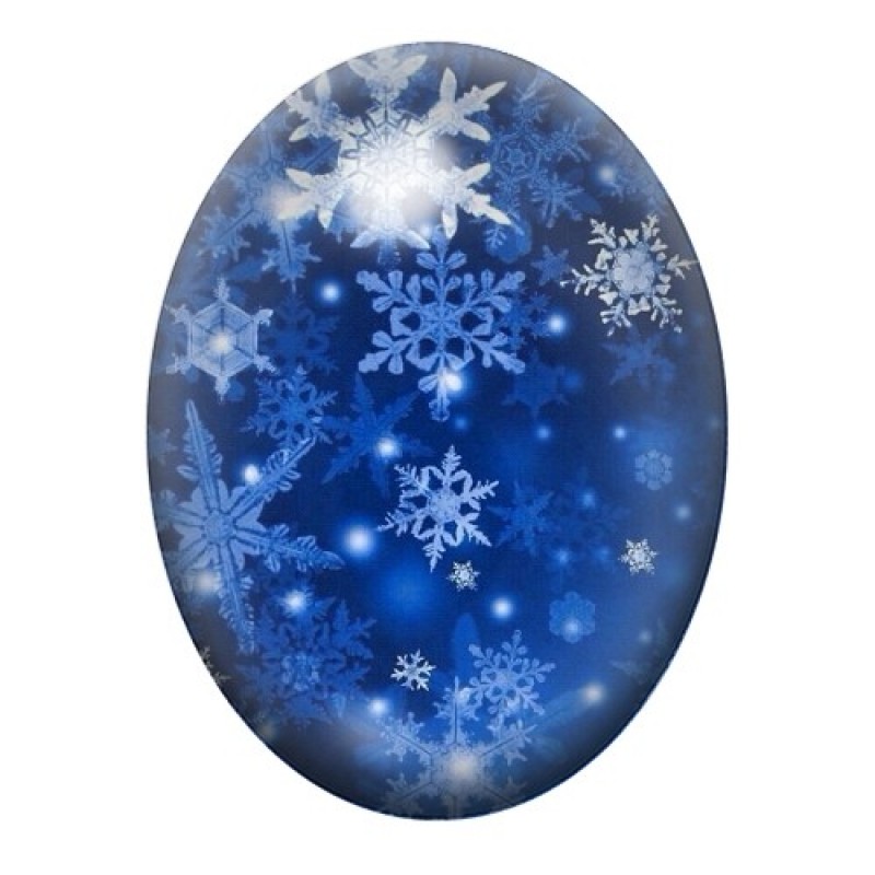 Cabochon en Verre Illustré Flocons de Neige Noël 13x18, 18x25 ou 30x40mm