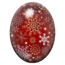 Cabochon en Verre Illustré Flocons Dorés sur Fond Rouge 13x18, 18x25 ou 30x40mm pour la création de bijoux fantaisie - DIY