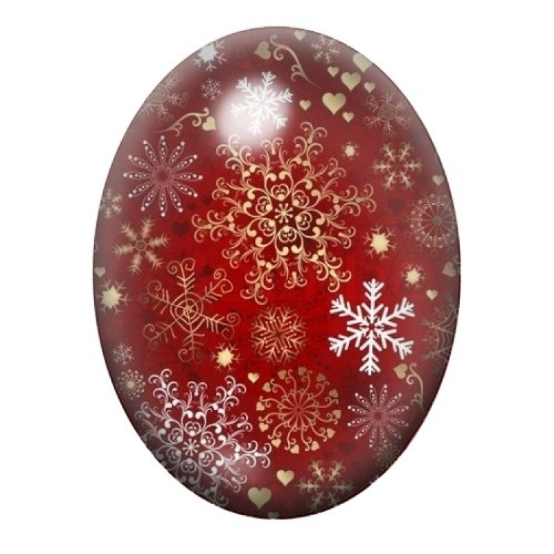 Cabochon en Verre Illustré Flocons de Neige Noël 13x18, 18x25 ou 30x40mm