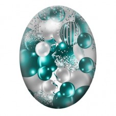 Cabochon en Verre Illustré Boules de Noël Turquoise et Argent 13x18, 18x25 ou 30x40mm pour la création de bijoux fantaisie - DIY