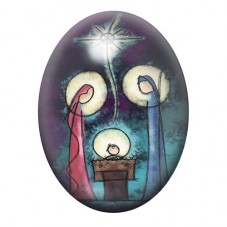 Cabochon en Verre Illustré Nativité sous l’Étoile 13x18, 18x25 ou 30x40mm pour la création de bijoux fantaisie - DIY