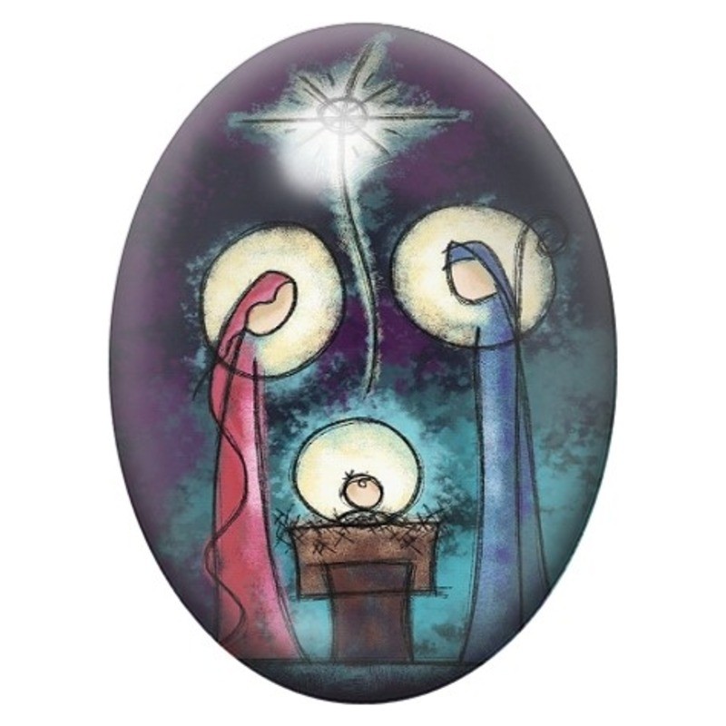 Cabochon en Verre Illustré Nativité sous l’Étoile 13x18, 18x25 ou 30x40mm