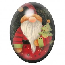 Cabochon en Verre Illustré Gnome Rouge avec Sapin et Cadeau 13x18, 18x25 ou 30x40mm pour la création de bijoux fantaisie - DIY
