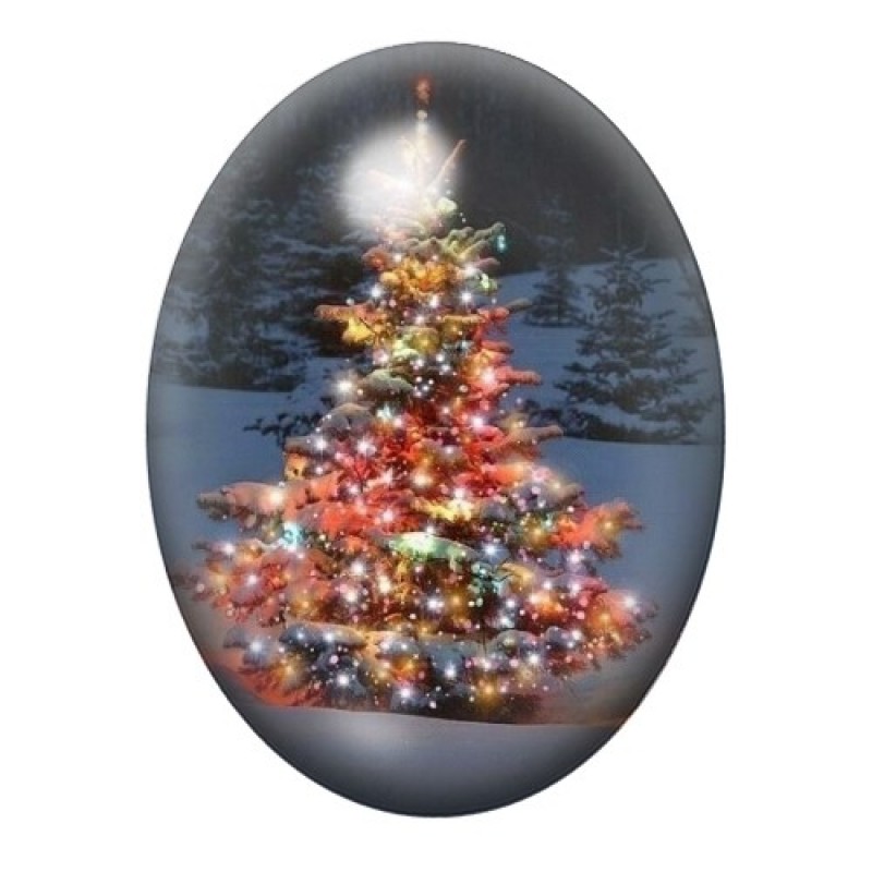 Cabochon en Verre Illustré Sapin de Noël 13x18, 18x25 ou 30x40mm
