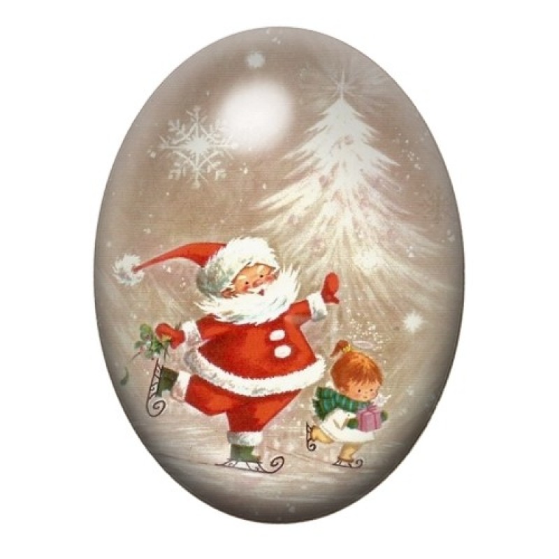 Cabochon en Verre Illustré Père-Noël 13x18, 18x25 ou 30x40mm