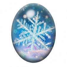 Cabochon en Verre Illustré Flocon de Neige Noël 13x18, 18x25 ou 30x40mm pour la Création de Bijoux Fantaisie - DIY