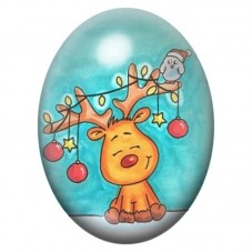 Cabochon en Verre Illustré Renne Pris dans une Guirlande Lumineuse 13x18, 18x25 ou 30x40mm pour la création de bijoux fantaisie 