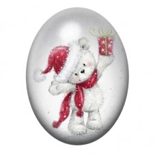 Cabochon en Verre Illustré Ourson de Noël 13x18, 18x25 ou 30x40mm pour la Création de Bijoux Fantaisie - DIY