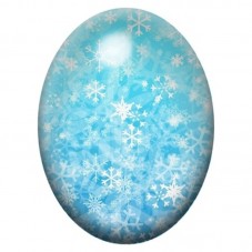 Cabochon en Verre Illustré Tempête de Flocons Bleu Glacier 13x18, 18x25 ou 30x40mm pour la création de bijoux fantaisie - DIY