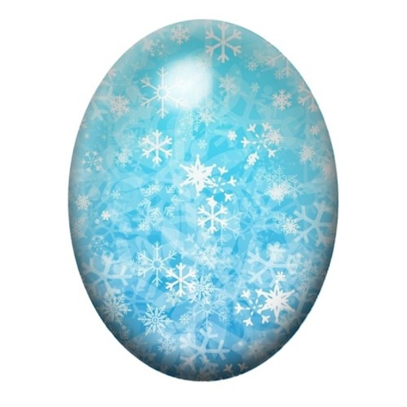 Cabochon en Verre Illustré Flocons de Neige Noël 13x18, 18x25 ou 30x40mm