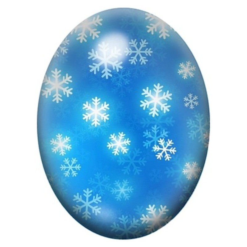 Cabochon en Verre Illustré Flocons Blancs sur Fond Bleu 13x18, 18x25 ou 30x40mm