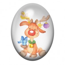 Cabochon en Verre Illustré Renne de Noël 13x18, 18x25 ou 30x40mm pour la Création de Bijoux Fantaisie - DIY