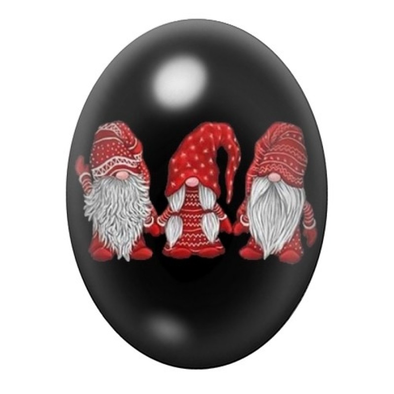 Cabochon en Verre Illustré Gnomes de Noël 13x18, 18x25 ou 30x40mm