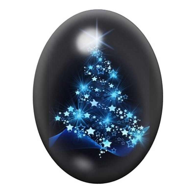 Cabochon en Verre Illustré Sapin de Noël 13x18, 18x25 ou 30x40mm