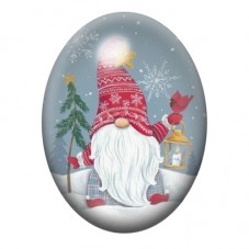 Cabochon en Verre Illustré Gnome au Village Enneigé 13x18, 18x25 ou 30x40mm pour la création de bijoux fantaisie - DIY