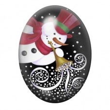 Cabochon en Verre Illustré Bonhomme de Neige au Chapeau Rouge 13x18, 18x25 ou 30x40mm pour la création de bijoux fantaisie - DIY