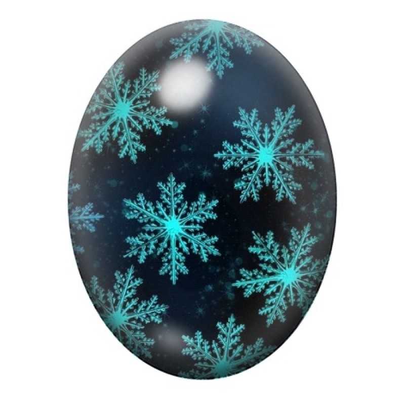 Cabochon en Verre Illustré Flocons de Neige Noël 13x18, 18x25 ou 30x40mm