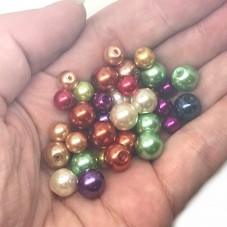 100 Perles Rondes Multicolores en Acrylique 6-8mm