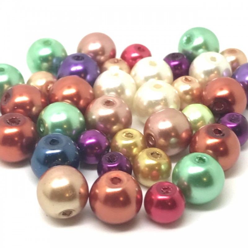 100 Perles Rondes Multicolores en Acrylique 6-8mm