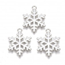 2 Breloques Flocon de Neige en Émail Blanc Métal Argenté 25x19mm pour la Création de Bijoux Fantaisie - DIY