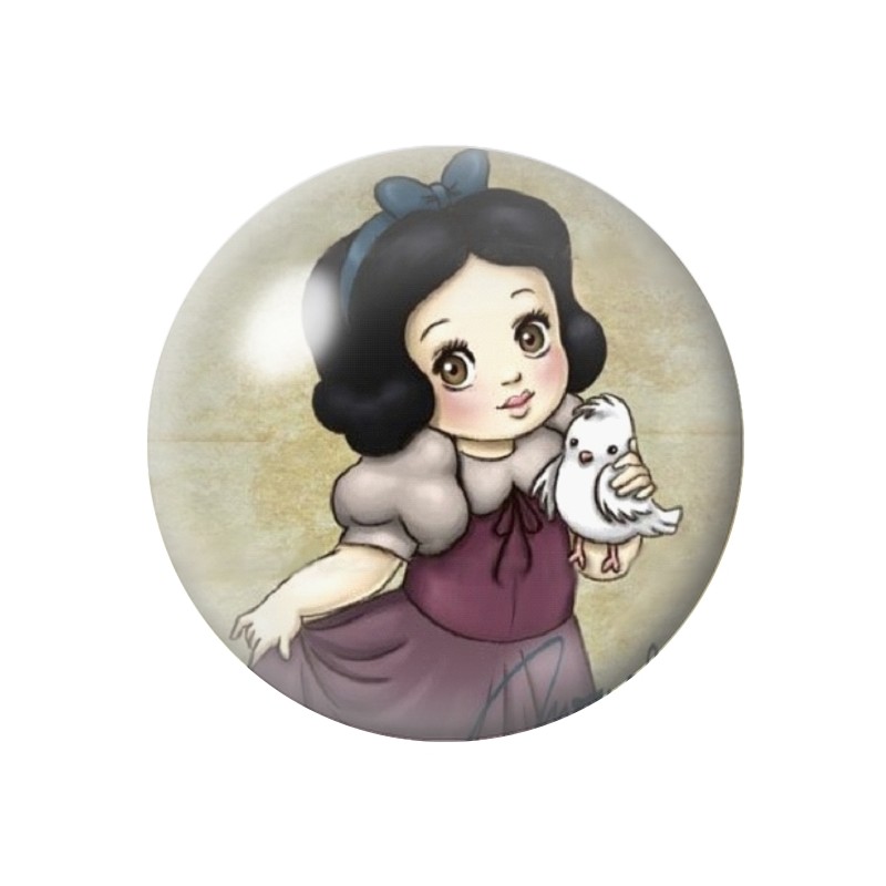 Cabochon en Verre Illustré Princesse Enfant 12 à 25mm
