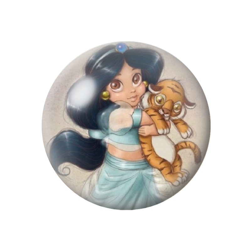 Cabochon en Verre Illustré Princesse Enfant 12 à 25mm