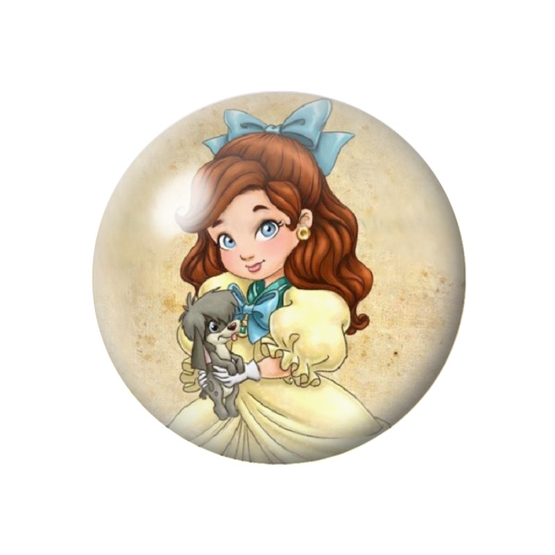 Cabochon en Verre Illustré Princesse Enfant 12 à 25mm