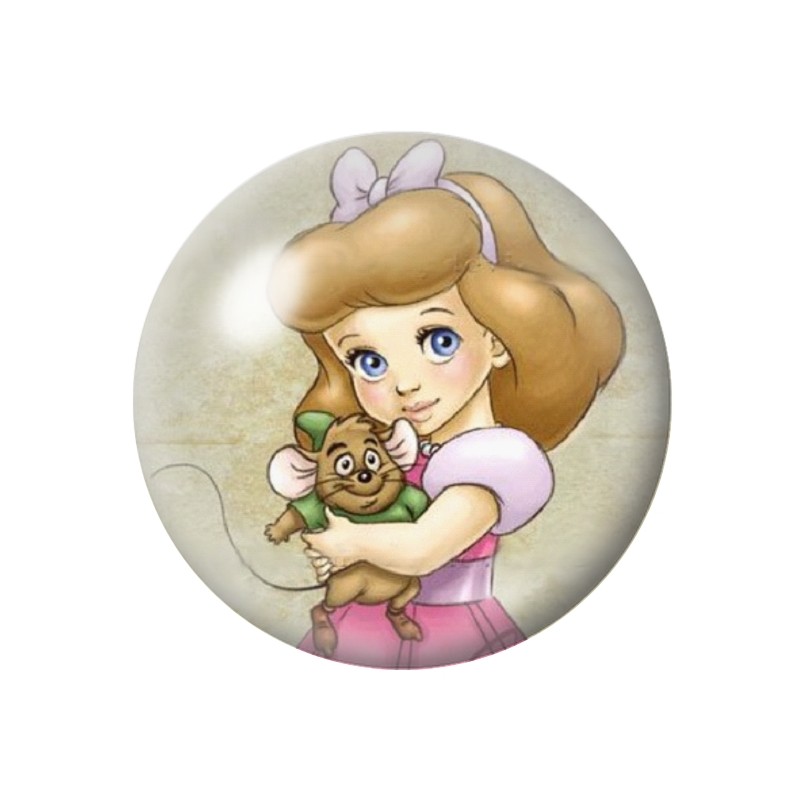 Cabochon en Verre Illustré Princesse Enfant 12 à 25mm