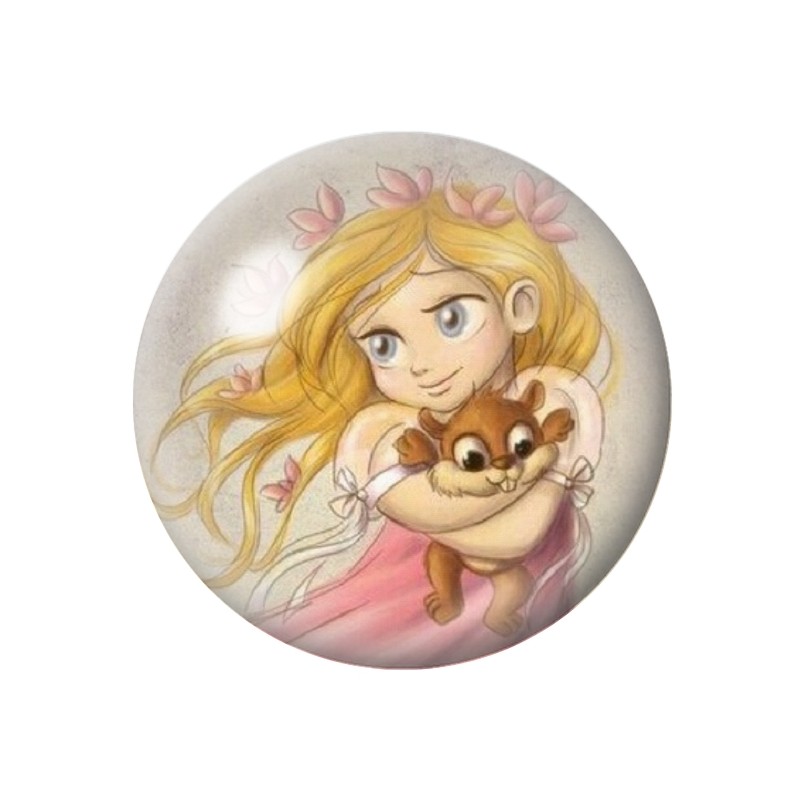 Cabochon en Verre Illustré Princesse Enfant 12 à 25mm