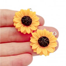 2 Breloques Fleur de Tournesol 27x24mm pour la Création de Bijoux Fantaisie - DIY