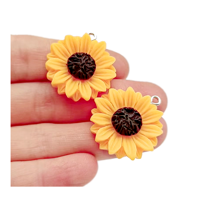 2 Breloques Fleur de Tournesol 27x24mm