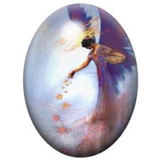 Cabochon en Verre Illustré Ange Semant des Étoiles 13x18, 18x25 ou 30x40mm pour la création de bijoux fantaisie - DIY
