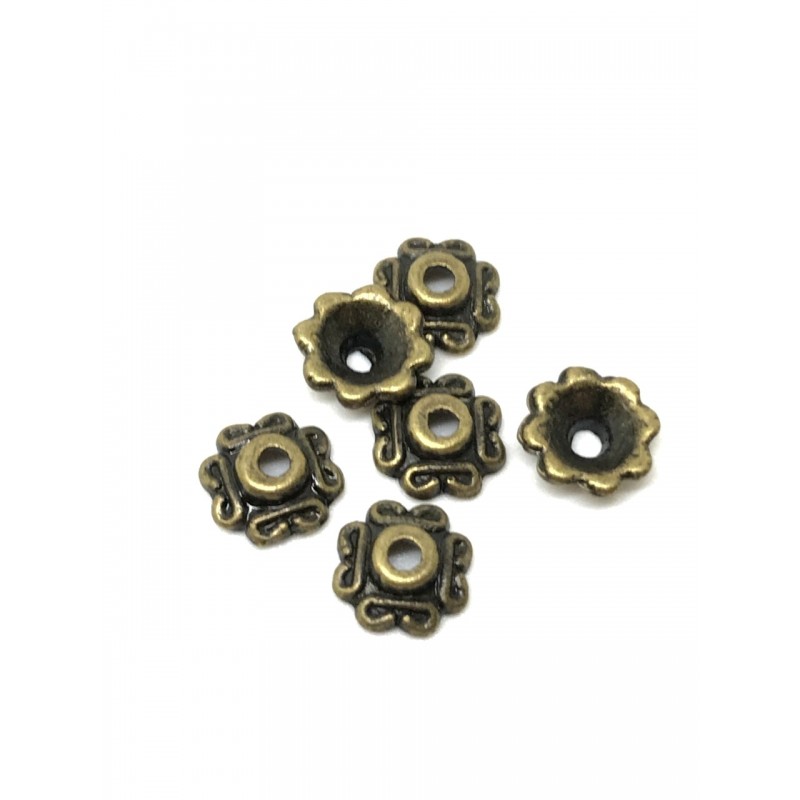 10 Coupelles Calottes pour Perles Bronze 6mm