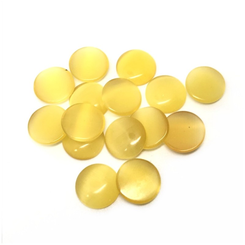 Cabochon en Verre Oeil de Chat Jaune 12mm [à l'unité]