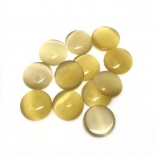 Cabochon en Verre Oeil de Chat Jaune Brun 12mm [à l'unité] pour la Création de Bijoux Fantaisie - DIY