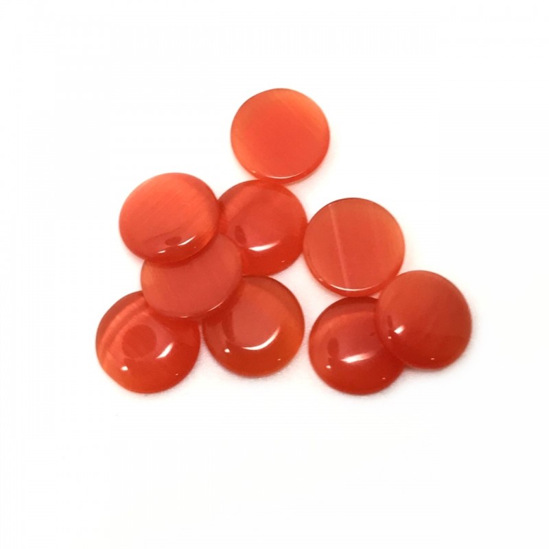 Cabochon en Verre Oeil de Chat Orange Foncé 10mm [à l'unité]