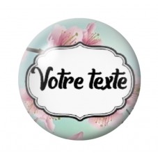 Cabochon en Verre Personnalisable Fleurs Roses sur Fond Vert d’Eau 20 ou 25mm pour la Création de Bijoux Fantaisie – DIY