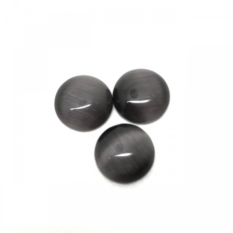 Cabochon en Verre Oeil de Chat Gris Foncé 10mm [à l'unité]