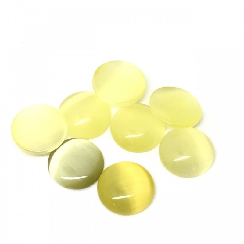 Cabochon en Verre Oeil de Chat Jaune 10mm [à l'unité]