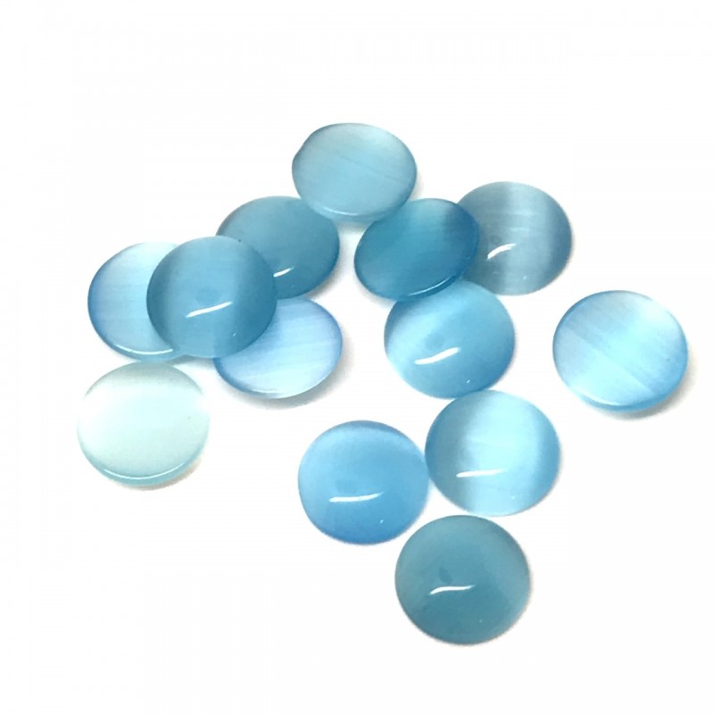 Cabochon en Verre Oeil de Chat Bleu 10mm [à l'unité]