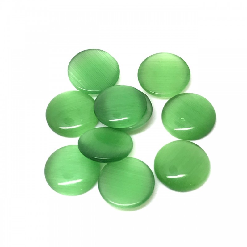 Cabochon en Verre Oeil de Chat Vert 10mm [à l'unité]