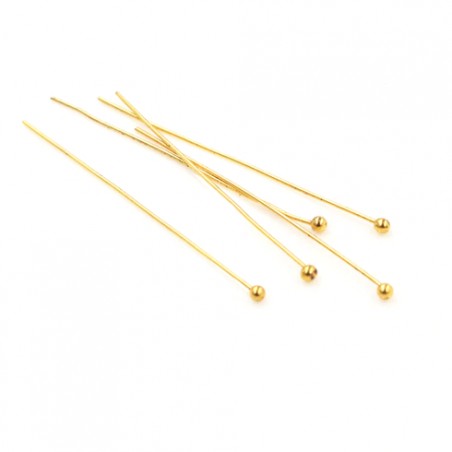 Lot De 20 Tiges (clous à œil) En Acier Inoxydable Doré 40 Mm X 0,7 Mm - Pour Bijoux Et Crafts
