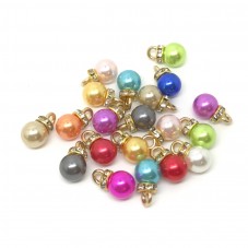 20 Breloques Perle 8mm avec Strass Métal Doré pour la Création de Bijoux Fantaisie - DIY