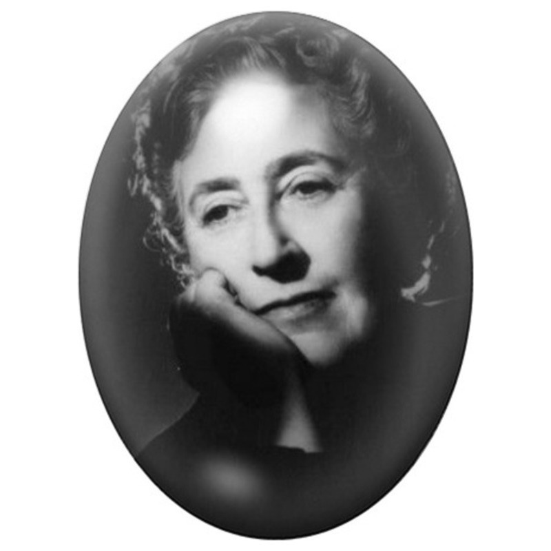 Cabochon en Verre Illustré Agatha Christie le Menton dans la Main 13x18, 18x25 ou 30x40mm