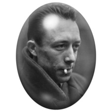 Cabochon en Verre Illustré Albert Camus à la Cigarette en Gros Plan 13x18, 18x25 ou 30x40mm pour la création de bijoux fantaisie
