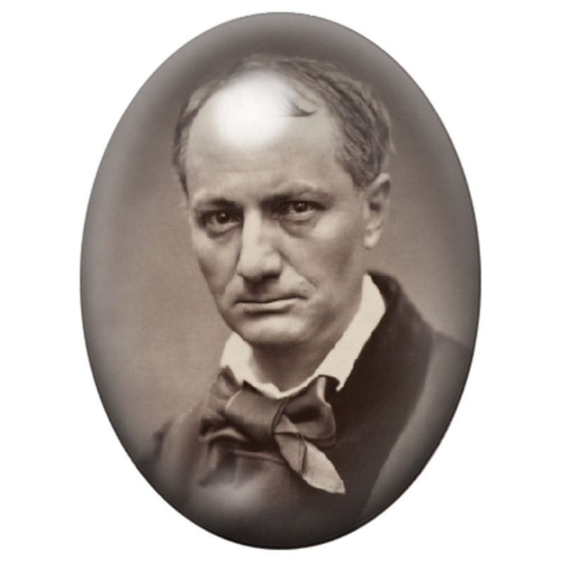 Cabochon en Verre Illustré Charles Baudelaire Portrait en Gros Plan 13x18, 18x25 ou 30x40mm