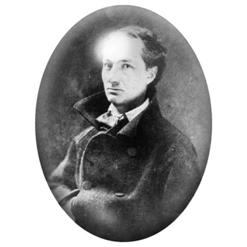 Cabochon en Verre Illustré Charles Baudelaire Assis en Portrait Ancien 13x18, 18x25 ou 30x40mm
