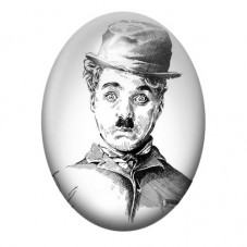 Cabochon en Verre Illustré Charlie Chaplin Portrait Dessiné 13x18, 18x25 ou 30x40mm pour la création de bijoux fantaisie - DIY